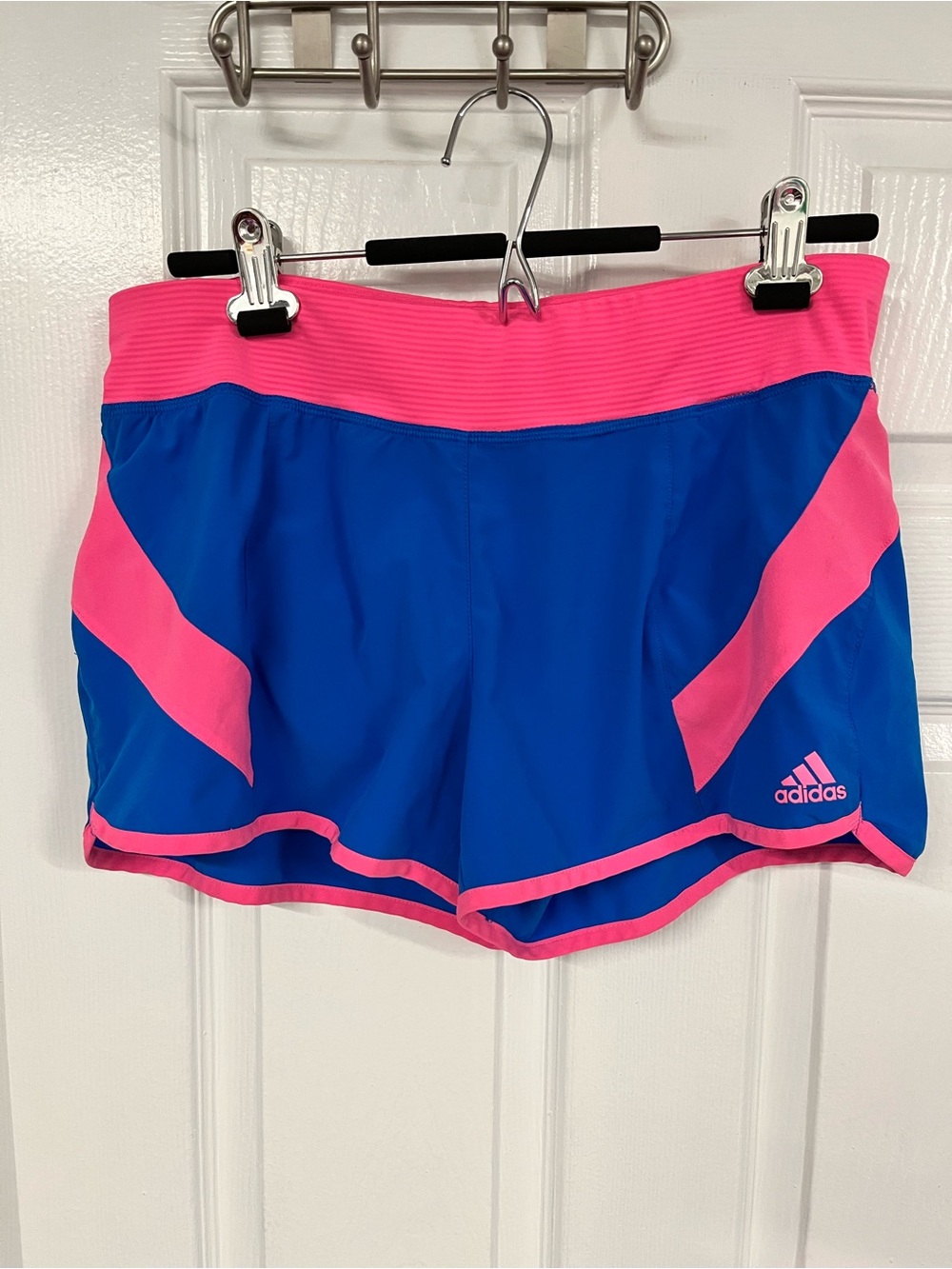 Adidas Climalite Running Shorts Womens M Blue Pink Built-In Brief